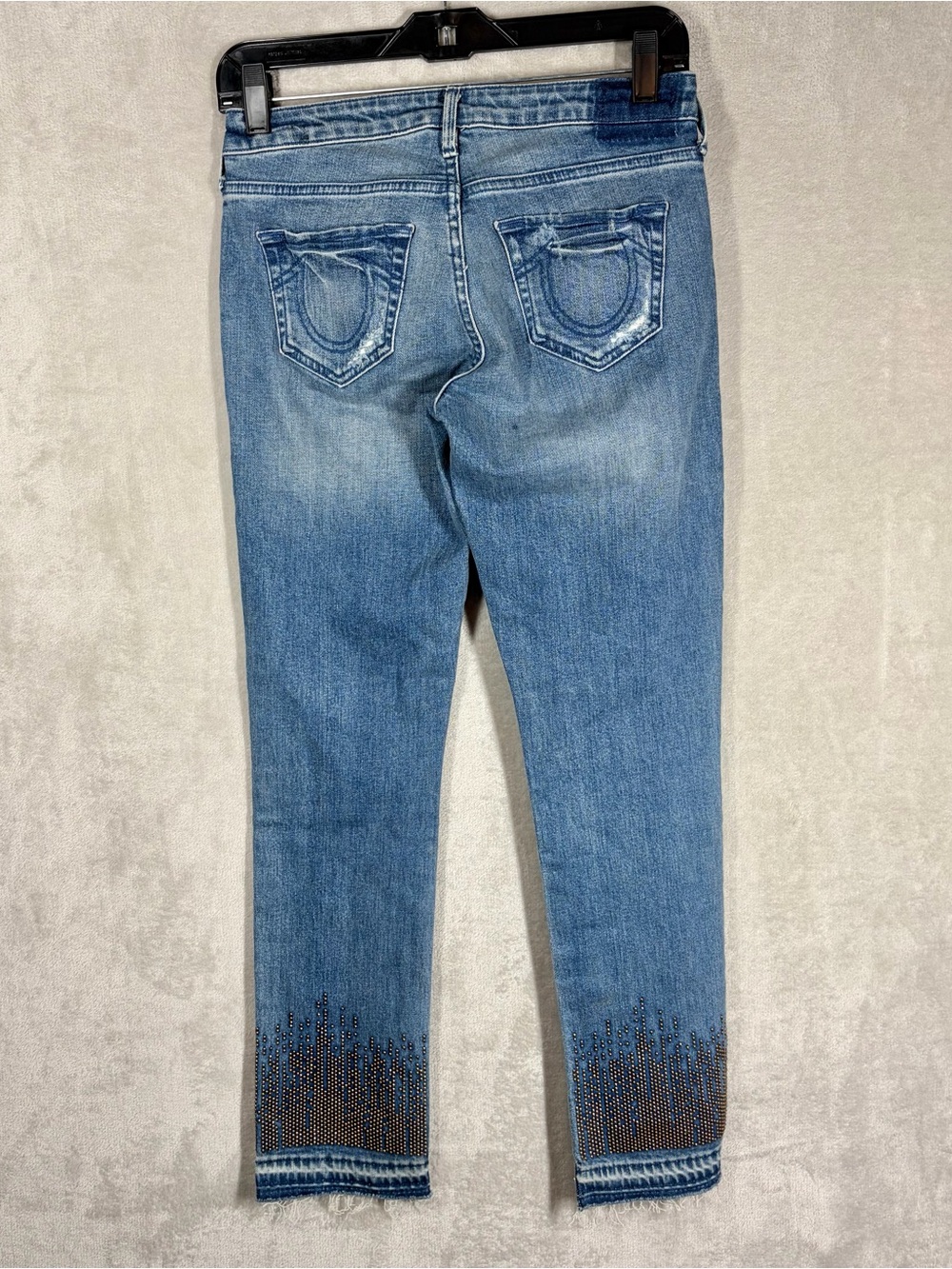 True Religion Cora Straight Crop Jean Women’s 25 Eclectic Edgy Studded Hem - Picture 6 of 12